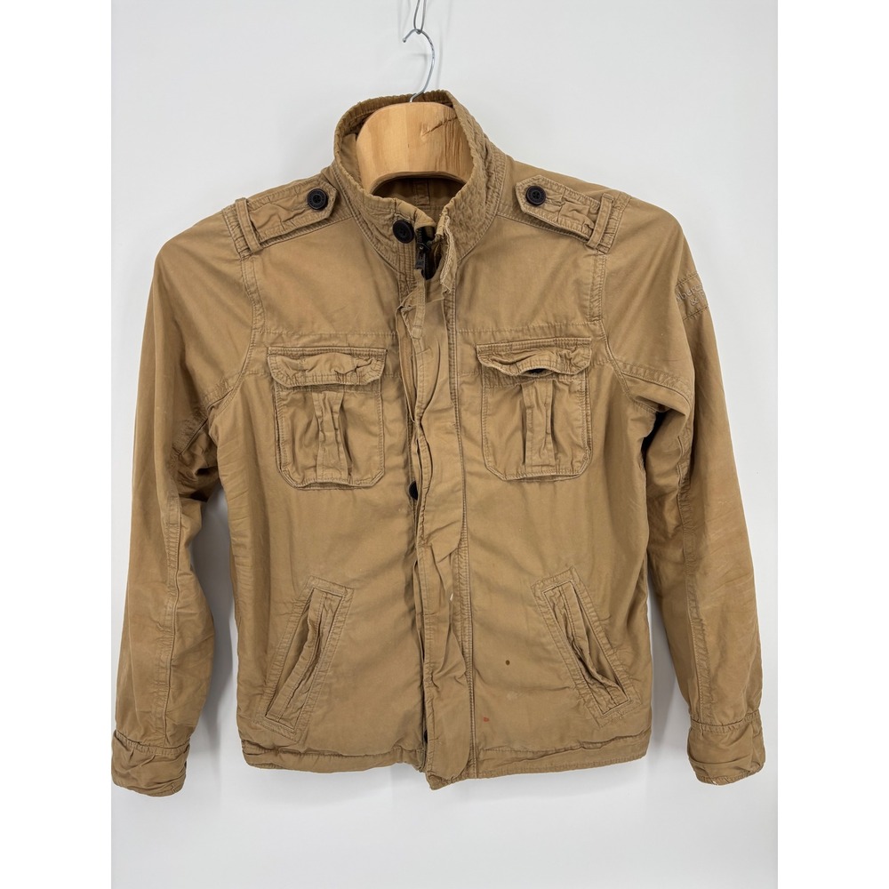 Abercrombie & Fitch Mens XL Khaki Tan Sentinel Military Field Jacket 1J1956